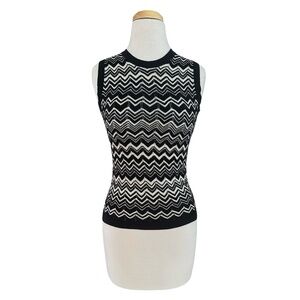 MISSONI for Target Women’s Chevron Sleeveless Knit Blouse Size S Black & Cream